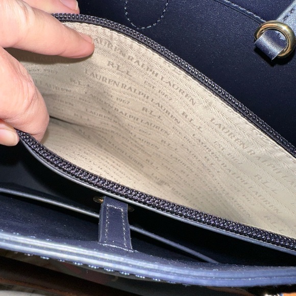 Lauren Ralph Lauren Leather Blue and Red Women's Bag - Picture 4 of 16